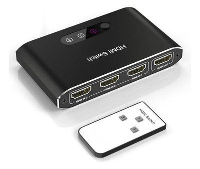 HDMI 8K Switch - 3 in 1 out - Remote - PS5, Apple TV, Fire Stick, PC, Consoles