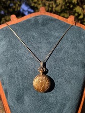 Vintage Majestron Pocket Watch Pendant Necklace Gold Tone Lariat Adjustable