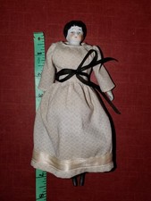 Antique 7.5" German 1880-90 Hertwig China Head Dollhouse Doll Nicely Dressed