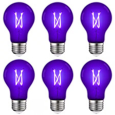 A19 Edison UV Black LED Light Bulb 6W Filament Black Light Bulb, UVA 397-407Nm,