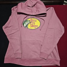 Bass Pro Shops Adult Hoodie Pullover PINK Fleece Long Sleeve Johnny Morris