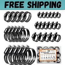 32 Pcs Black Hose Clamps Assortment Kit 142 6-51mm Hose Clamps Stainless