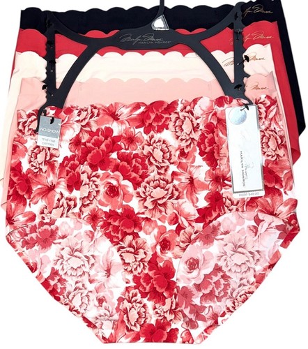MARILYN MONROE 5-Pair No Show Brief Laser Cut Underwear Panties Nylon Size L