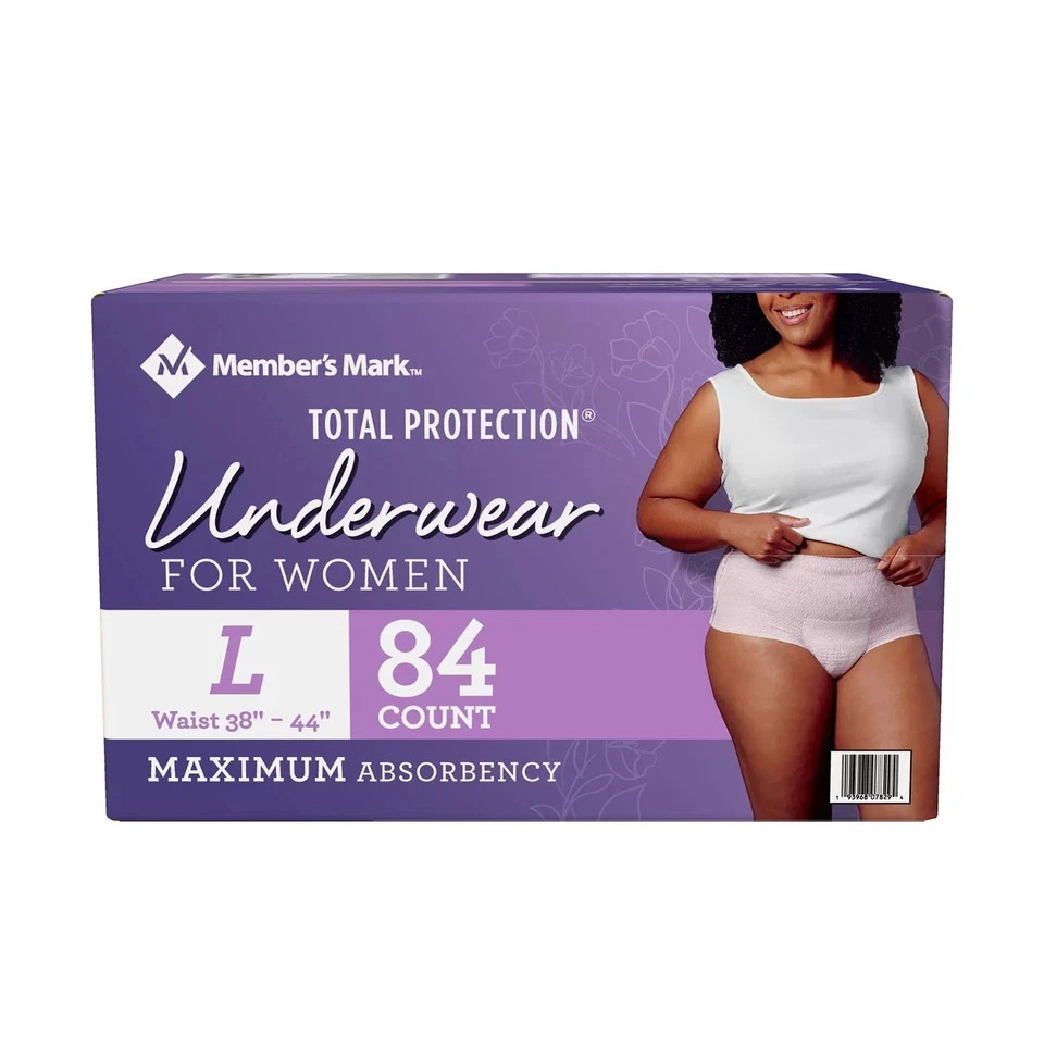 Member's Mark Total Protection Underwear for Women, Large (84 Count)