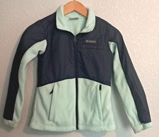 Girls Columbia Fleece Jacket Teal W / Blue Overlay Girls Youth Size Med 10/12