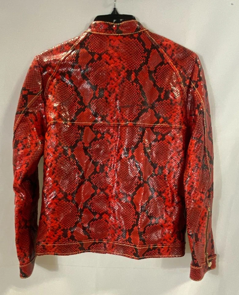 Nyden Women's Red Leather Snake Print Jacket S - Image 2 of 4