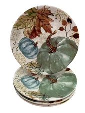 Potter’s Studio Fall Pumpkin 8.5” Salad Plates Set of 4 NEW