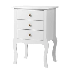 3 Drawers White Bedside Table Nightstand Bedroom Storage Cabinet Night Stand