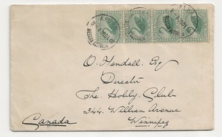 Western Australia 1910 2d cover from Albany to Winnipeg Canada