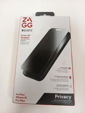Zagg Privacy Tempered Glass Screen Protector for iPhone 15 Pro Max - NEW