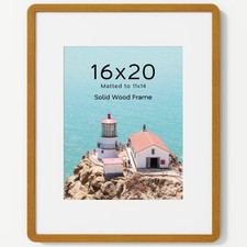 16x20 Picture Frame, Solid Teak Wood Photo Frame with Mat for 11 14, Poster F...