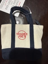 Trader Joe’s Canvas Micro Tote & Grocery Bag NAVY Holiday Gift Stocking Stuffer