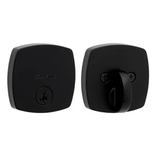 Kwikset Midtown Matte Black Single Cylinder Deadbolt w Soft Modern Rose SmartKey