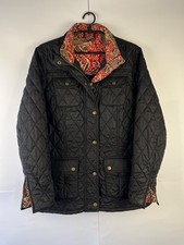 Barbour Morris Nylon Giacca Utility Donna Nera Stampa Qulite Taglia UK16