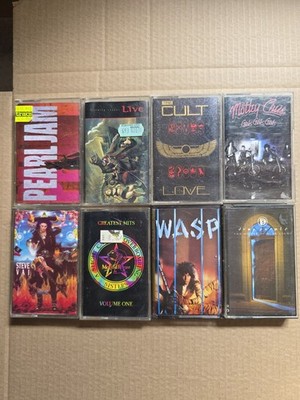 Lot of 8 Rock Metal Cassette Tapes Pearl Jam Motley Crue Cult WASP Deep Purple