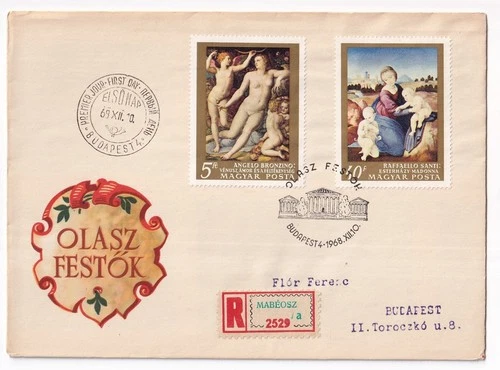 STAMP HUNGARY "MAGYAR POSTA"  "OLASZ FESTOK" 1968 FIRST DAY COVER