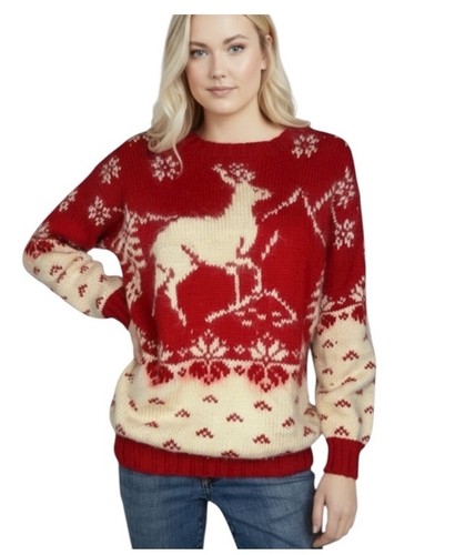 Vintage 90’s Sweater Handknit M Wool Mohair Blend Holiday Winter Apres Ski - Image 1