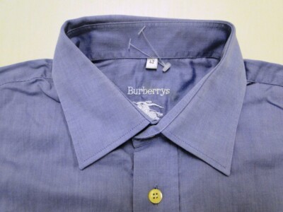 Burberry London Business Herren Hemd Langarm Blau Unifarben Baumwolle KW42