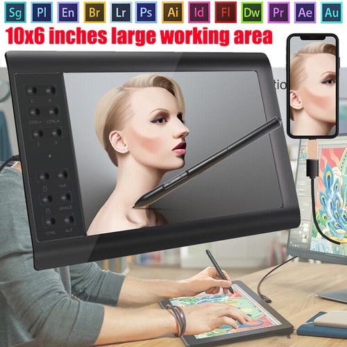 10x6"Digital Electronic Graphic Drawing Tablet with Battery-free Pen 233 Points - Picture 4 of 22