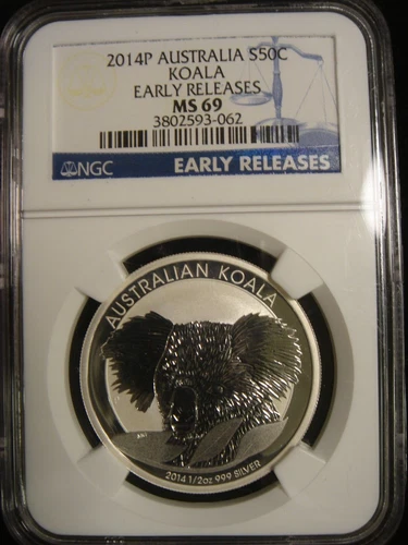 2014 P Australia 50 Cents 50c 1/2 oz Silver Koala NGC MS69 EARLY RELEASES