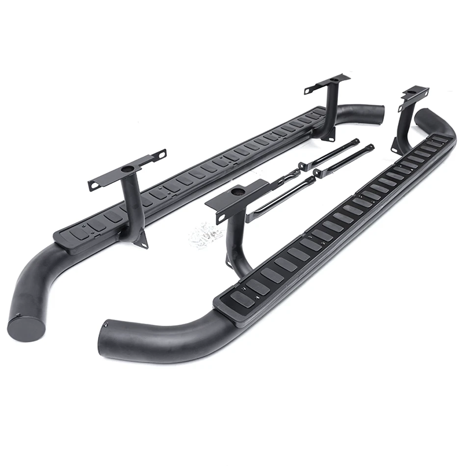 Side Steps For Land Rover Defender 110 Tubular All Black Fire & Ice Style 03-16 - Image 2 of 4