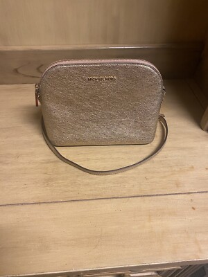 Michael Kors Gold Glitter Crossbody Emmy Handbag Purse, Chain