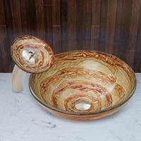 Vigo Mocha Swirl Glass Circular Vessel Bathroom Sink Vigo Mocha Swirl Glass Circular Vessel Bathroom Sink