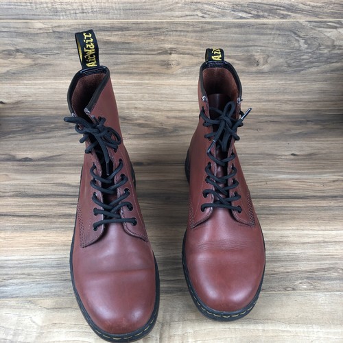 Burgundy Leather DR MARTENS Air Wair Bouncing Soles Boots US Man 10 Lady 11 - Picture 6 of 11