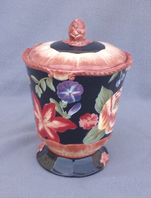 Certified International Pamela Gladding Black Tapestry - Small Canister 7 1/2''
