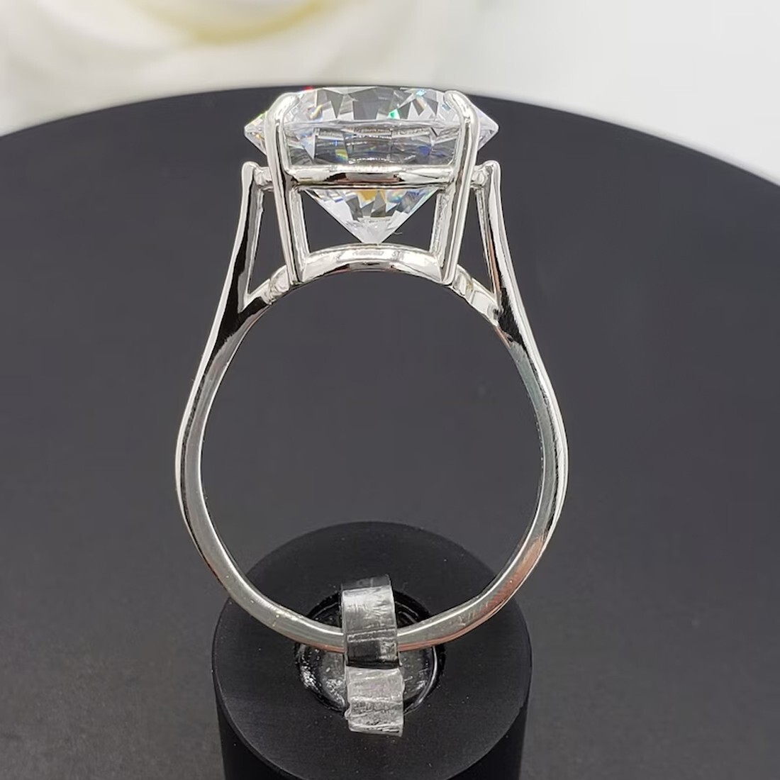 Bague Solitaire Diamant Blanc Traité 14.55 Carats - Argent 925 - Taille 7 - éclat Exceptionnel