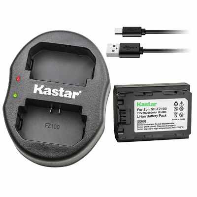 Kastar DUAL USB SLIM Charger & 1 Battery for Sony NP-FZ100 (Vertical Style)