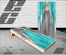 Teal Beach Wood Cornhole Boards Bean Bag Toss Game