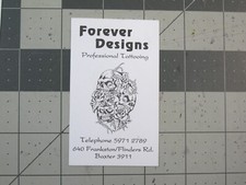 vtg Tattoo business card - Forever Designs Baxter VIC Australia C
