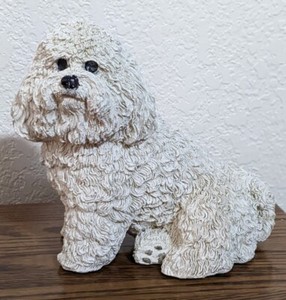 Livingstone 1992 Dog figurine figure Bichon Frise Vintage Heavy 7.5" White Pup