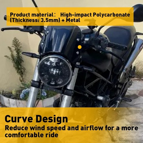 Universal Motorcycle Windshield Wind Deflector Windscreen Motorbike 5"-7" Black - Picture 7 of 12