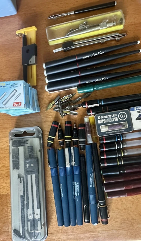 Lot of Vintage Rotring Technical Pens Accessories Staedtler Compass Art Pen - Image 3 of 4