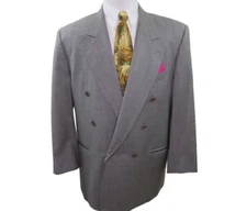 Rialto Mens Wool Gray Double-Breasted Italian Blazer Jacket Sport Coat 42 R EUC
