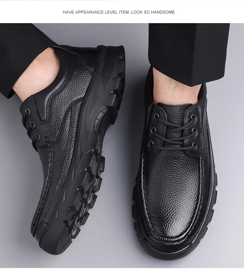 Men Lace Up Casual Dress Business Real Leather Fashion Shoes Driving