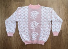 VTG 80s Pastel Pink Floral Sweater Private Eyes Silvery Sparkle Sz M