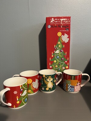 Maxwell Williams Kris Kringle Christmas Tree Set of 4 Stackable Mugs Forms Tree