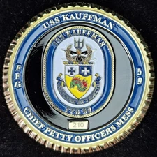 FFG-59 USS KAUFFMAN CPO CHIEF MESS - Always in the Lead - Navy Challenge Coin