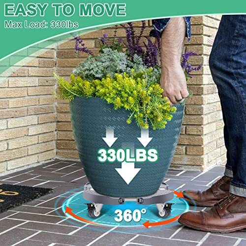 Plant Caddy with Wheels Adjustable 15-21 inch Heavy Duty Rolling Plant Stand - Picture 2 of 7