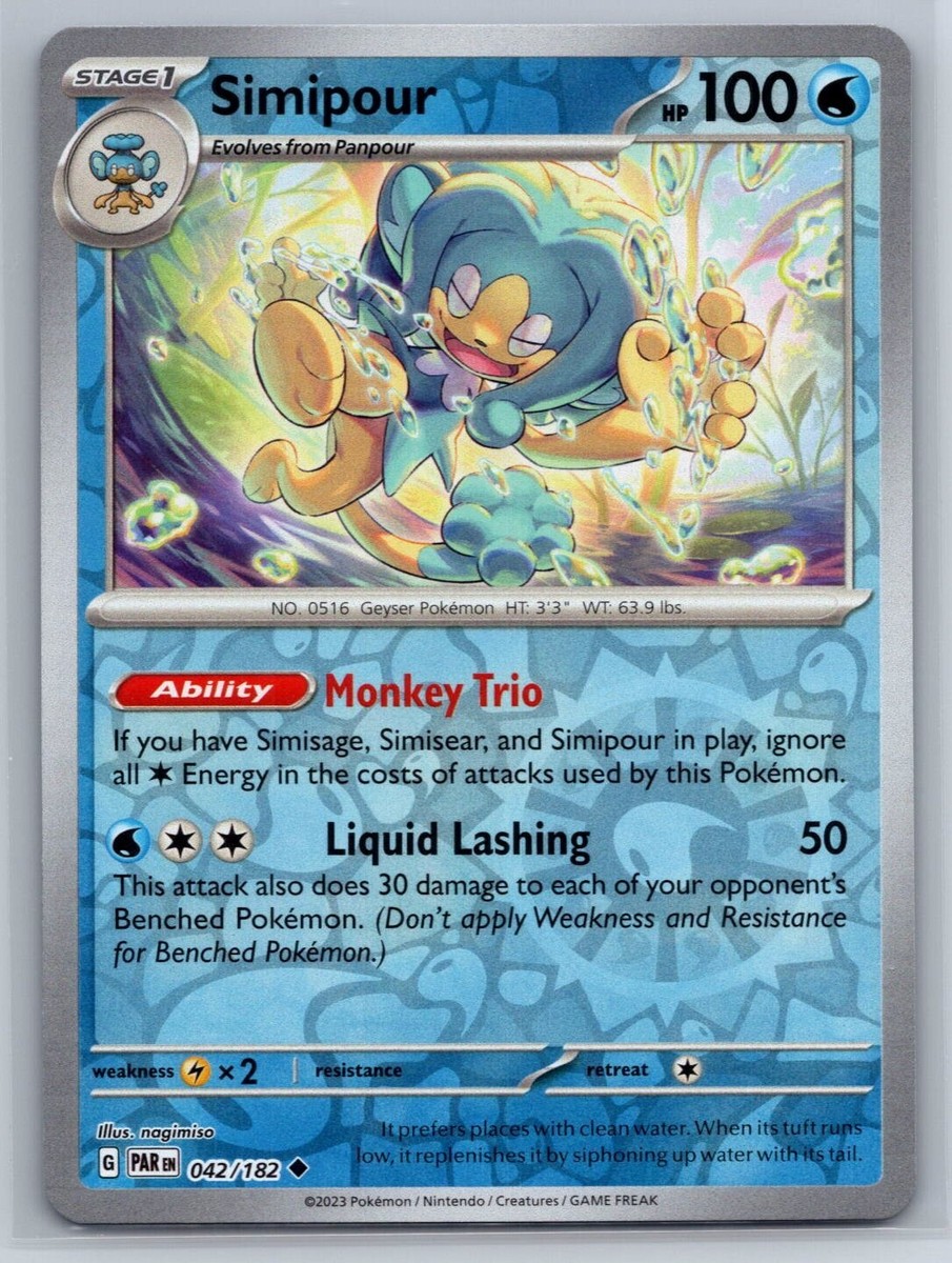 Simipour 042/182 Reverse Holo - Pokémon Paradox Rift NM Card Simipour 042/182 Reverse Holo - Pokémon Paradox Rift NM Card