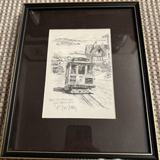 Don Davey Vintage Framed Print of Sketch Hyde St Cable Car San Francisco 1977 