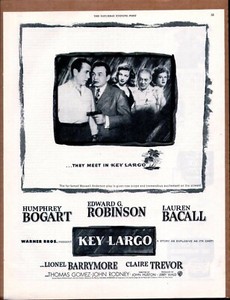 1948 KEY LARGO Humphrey Bogart Original Vintage B/W Movie Promo Ad