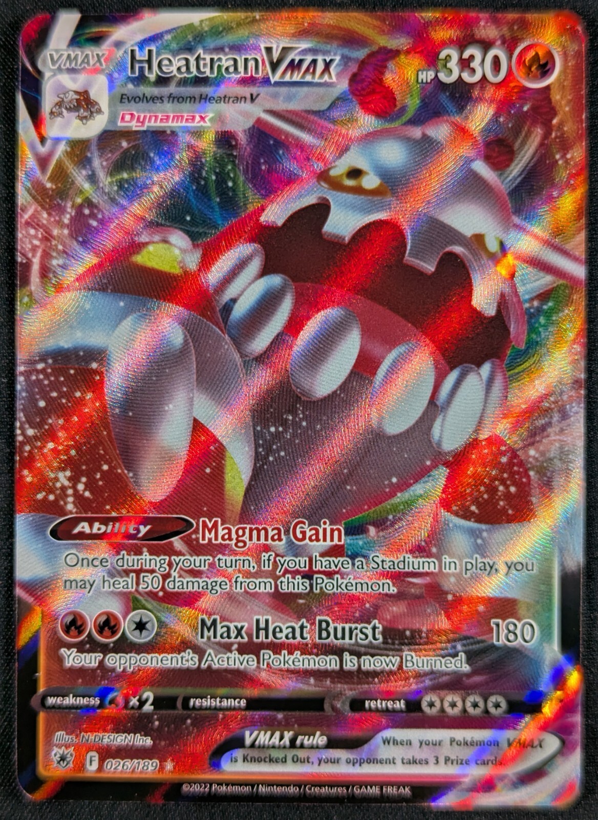 Heatran VMAX 2022 Astral Full Art Ultra Rare Pokemon Card 026/189 (NM)