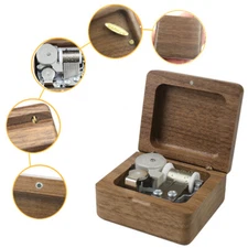 WALNUT WOODEN WIND UP MUSIC BOX   ♫ GRANDFATHER'S CLOCK  ♫