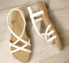 Women Sandals Faux Leather Slip On Slingback Open Toe Casual Comfy Summer Sandal