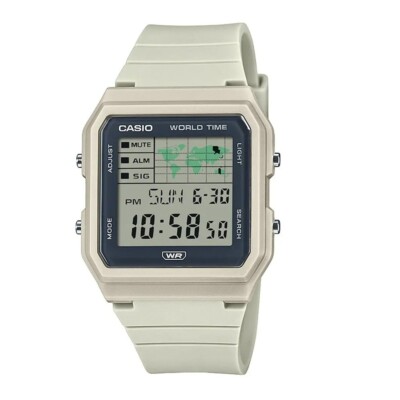 Casio Uhr LF-30W-8AEF Digital Weltkarte Multifunktion Creme Resin Armband