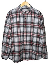 Carhartt Button up Flannel Shirt Mens Large Hubbard Original Fit Grey Red Plaid